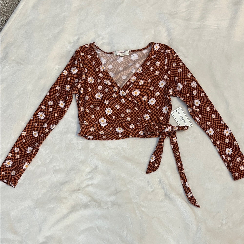 Forever 21 Brown Floral Crop Top